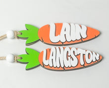 Load image into Gallery viewer, Easter Basket Tag - Personalized Carrot Name Tag - Custom Easter Name Tag - Laser Cut Easter Basket Charm - Kids Easter Gift