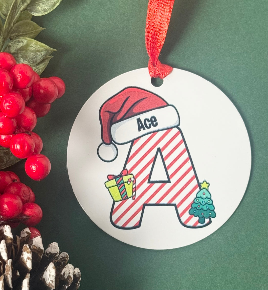 Santa Hat Initial Ornament