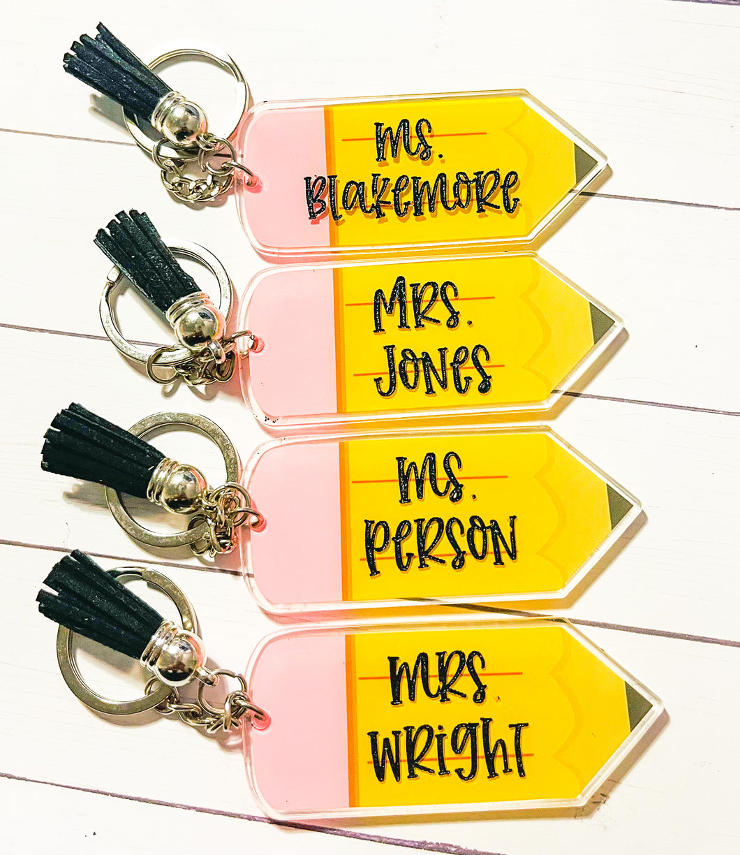 Personalized Pencil Keychain